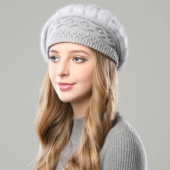 2019 zimowa ciepła czapka dziewczyny maska dzianiny czapki dla kobiet czapka czapki podwójna warstwa króliczej wełny materiał czapka
