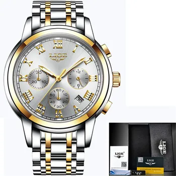 2020 LIGE nowe zegarki mężczyźni luksusowej marki chronograf sportowy zegarek Wodoodporny wszystkie stalowe męski zegarek kwarcowy Relogio Masculino