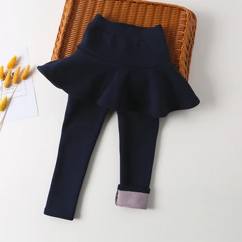 2020 Nowa zimowa spódnica dla dziewcząt spodnie dla dziewczynek plus, odzież grube spodnie dwie sztuczne spódnice-spodnie dziecięce, odzież legginsy dla dziewczynek Bootcut