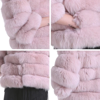 2020 Real Fox Fur Coat Women Natural Real Fur Jacket Damska Zimowa Odzież Wierzchnia Damska Gruba Ciepłe Ubrania Oversize Fashion