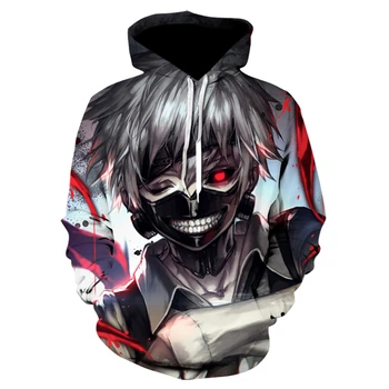 2020 Winter New Sale Tokyo Ghoul 3D Printing Hoodies Black All-Match z Kapturem Japan Anime Sweatshirts Fashion Casual Jacket Tops