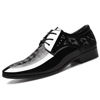 2020 jesień nowy męski biznes skórzane buty peep toe sznurowane wypoczynek sukienka buty męskie płaska ślub obuwie