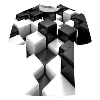 2020 nowa letnia dorywczo męska koszulka 3D kratka Harajuku topy trójwymiarowa spiralna t-shirt O-neck koszulka plus size odzież uliczna