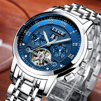 2020 nowe męskie zegarki LIGE Top Brand Luxury Business Automatic Machinery zegarki męskie Full Steel Wodoodporny Man Clock Zegarki +Box