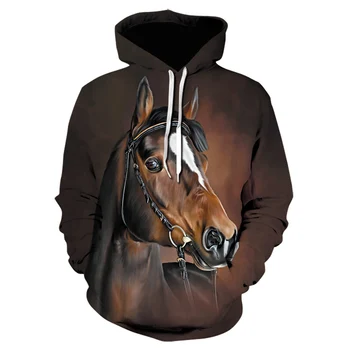 2020 sprzedaż bluza Kobiety Mężczyźni 3D bluzy druku brązowy koń zwierząt wzór sweter unisex losowe twórcze bluzy oversize