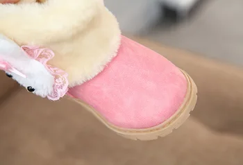 2021 Buty Zimowe Dla Dziewczyn Ciepłe Bawełniane Z Kreskówkowe Królikiem Koronki Dziecięce Buty Moda Rakiety Śnieżne Dla Dzieci Buty Dla Dzieci Dla Dziewczynek