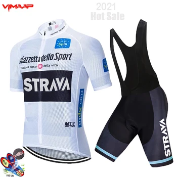 2021 Pro Team STRAVA jazda na Rowerze Jersey 19D Bib Set MTB rowerowa odzież Ropa Ciclismo Quick Dry rowerowa odzież Męska krótki Mayo Culotte