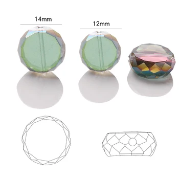 20szt DIY koraliki płaskie 14 mm austriacki kryształ wolny wisiorek szklane okrągłe koraliki do wyrobu biżuterii wnioski robótki akcesoria