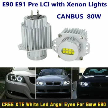 2PCS 160W LED Halo Ring Marker Angel Eyes Light Bulb Can Error Free do BMW E90 E91 325I 320I 328I 330I 2005-2008