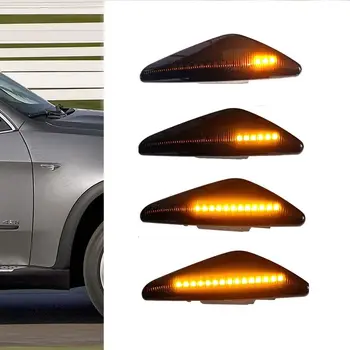 2szt LED dynamiczny uchwyt boczny repeater sygnału obrotu wskaźnik płynie lampa nadaje się do BMW X3 X5 X6 E70 E71 2008-E72 F25