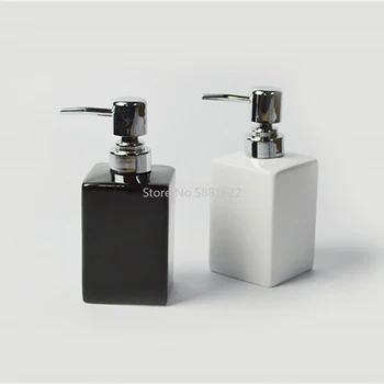 320 ml ceramiczna эмульсионная press-butelka z drewnianą tacą czarno-biała Суббутылка nowoczesny prosty domowy hotel łazienka, dozownik mydła
