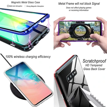 360 Pełna Magnetyczny Metal Podwójna Szyba Etui Do Telefonu Samsung S10 Etui Galaxy S8 9 A20 Magnes Adsorpcji Hartowane Szkło Pokrywa