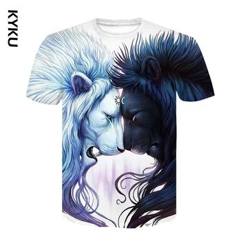 3D Printed Streszczenie Animal Double Lion head T Shirt Men/Women Tshirt harajuku T-shirt fortniter oversize t shirt tops & tees