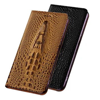 3D grocodile ziarna skóry wołowej skóry skórzany pokrowiec dla telefonu kieszeń na karty Sony Xperia XZ2 Premium/Sony Xperia XZ3 klapka magnetyczny coque