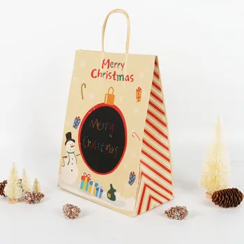 3szt wesoły boże narodzenie prezent pakiety Kraft torby papierowe z uchwytem Xmas Party Favors Box DIY Writing Christmas Tree Bag Xmas Gifts Noel
