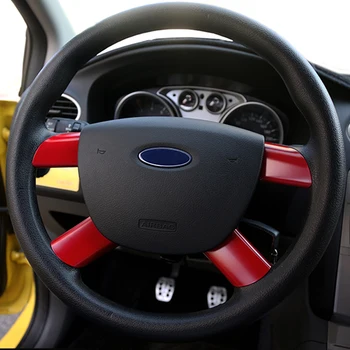 4szt stal nierdzewna kierownica dekoracji pokrywa wykończenie samochodu naklejki dla 2005-2011 Ford Focus 2 MK2 akcesoria samochodowe