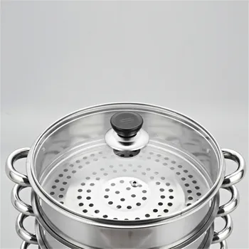 5-warstwowa 30CM parowar garnek gruby zupa ze stali nierdzewnej garnek parowy uniwersalne garnki do gotowania płyta indukcyjna kuchenka gazowa łaźni garnek