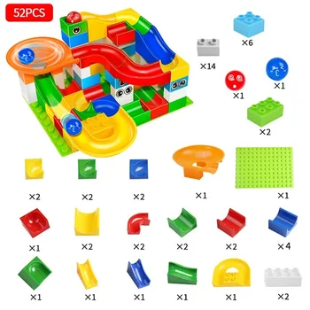 52-256PCS New Race Marble Run Ball Maze Jungle Adventure Track Building Block Small Size Child GiftS