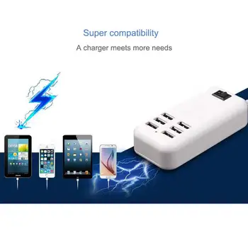 6-Portowy ładowania gniazdo Travel Multi-Port Fast Charge Charger USB Smart Socket USB Travel Socket