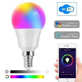 6 W WiFi Smart Light Bulb RGB White Magic LamDimmable LED E14 WiFi lampy zgodność z Amazon Alexa Google Home smartfon