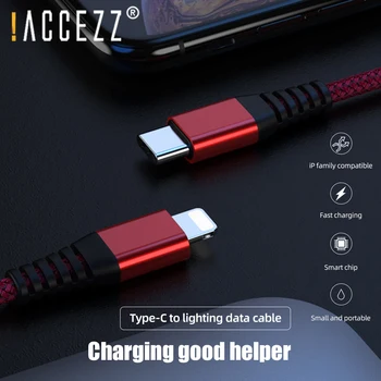 ! ACCEZZ Lighting to USB C kabel USB dla iPhone 11 XS Pro Max XR 7 8 Plus iPad Type c to 8 Pin szybkie ładowanie i synchronizacja danych przewodowe kable