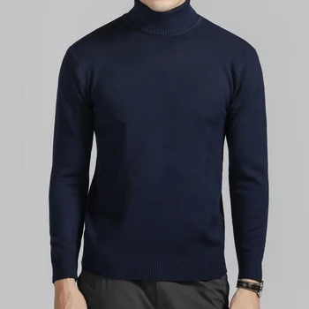 AIRGRACIAS zimowy ciepły sweter mężczyźni golf jednolity kolor Męskie swetry Slim Fit sweter mężczyźni klasyczne drutach moda Pull Homme