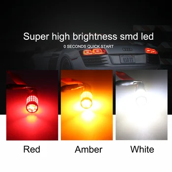 ANMINGPU 2x High Power lampka ostrzegawcza BAY15D 1157 żarówki led Canbus 60SMD 4014 P21/5W LED Car Tail Light Signal Stop Brake Light Red
