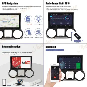 AOTSR dla Jeep Wrangler JK 3 2010-2017 radio samochodowe multimedialny Odtwarzacz wideo Nawigacja GPS Android 9.0 No 2din 2 din dvd