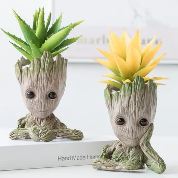 Akcesoria Do Dekoracji Wnętrz Baby Groot Pen Holder Rośliny Doniczka Słodkie Figurki Drzew Miniaturowy Model Dekoracji Pulpitu Dekoracji