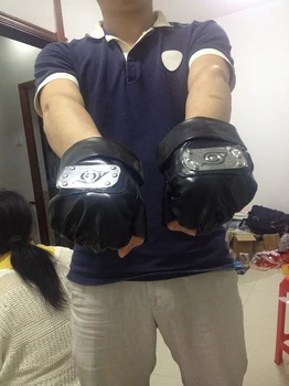 Anime Naruto Kakashi Konoha symbol połowa palca rękawiczki skórzane zimowe ciepłe ręce prezenty świąteczne