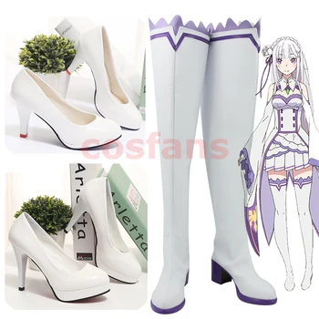 Anime Re Zero Kara Hajimeru Isekai Seikatsu Emilia Cosplay Boots Shoes Women Emilia Dress cosplay costumes For Halloween Party