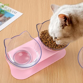 Antypoślizgowe kocie miski podwójne miski z pochyloną podstawą karmy dla zwierząt domowych i miski na wodę dla kotów karmniki dla psów kocia miska Materiały