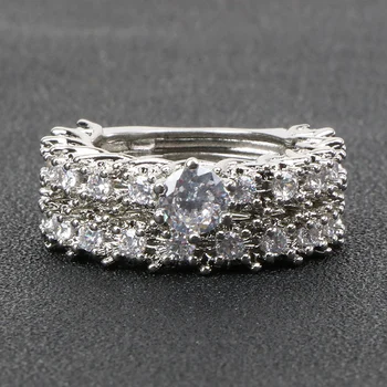 BIJOX STORY elegancki 925 srebro kobiece pierścień z AAA Cyrkon kamienie 2 w 1 biżuteria obrączki na ślub zaręczyny