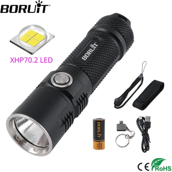 BORUiT BC10 XHP70.2 latarki LED 6-Mode USB ładowarka Latarka Max 3600LM Power Bank camping lantern lampa błyskowa lampa od aku 26650
