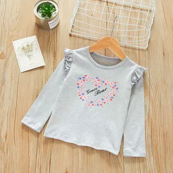 Bawełna dziewczyny koszulka moda miłość drukowania z długim rękawem Baby Kids Bottoming koszula dla odzieży dziecięcej nowa wiosna dziewczyna topy