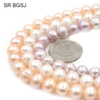 Bezpłatna wysyłka 10 mm biały różowy fioletowy prawie przez cały naturalne słodkowodne perły biżuteria produkcja koraliki Strand 15