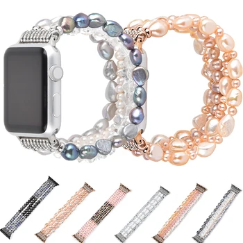 Bling Bling Pearl pasek do Apple Watch Band Series 6 SE 5 4 3 biżuteria Kryształ bransoletka dla Mc 38/40 mm/42/44 mm watchband