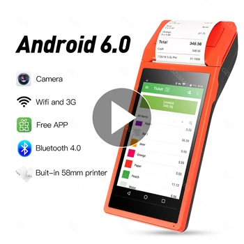 Bluetooth Android POS terminal bezprzewodowy Wifi wbudowana drukarka termiczna 58 mm kamera skaner kodów kreskowych PDA urządzenie GZPDA03