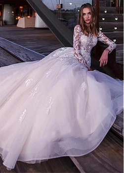 Boho suknia ślubna z długimi rękawami 2020 Robe de mariee Sexy Top koronkowy suknię ślubną rozmiar plus suknie ślubne
