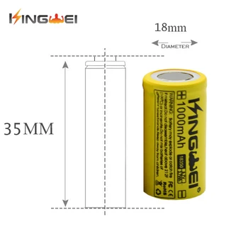 Brand New KingWei 18350 Yellow 1000mAh PCB Battery 3.7 v Li-ion 18350 akumulator z bezpiecznego prądu płytką