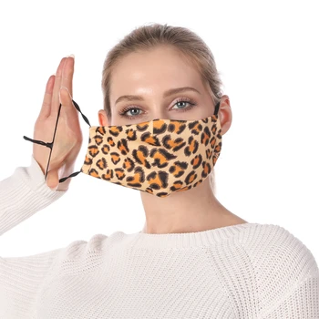 Brytyjski Leopard stylowe ekologiczna maska na usta, na twarz Maska z filtrem regulowane pasy ochronne parawany możliwa do zmycia maski od grypy