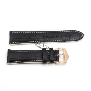 CARLYWET 18 20 22 mm skóra czarny ręcznie zegarek pasek wielorowkowy dla Rolex Omega Seiko Tudor Breitling