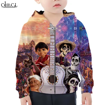 CLOOCL kreskówka Pixar CoCo dzieci jesień zamek błyskawiczny bluza chłopiec dziewczynka 3D print bluza z kapturem, bluzki moda gorąca sprzedaż sweter