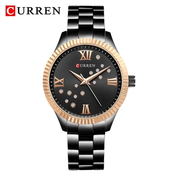 CURREN Fashion Black Watch Women Zegarki Top Brand Luxury Women ' s Rhinestone Clock Dress Ladies zegarek Kwarcowy zegarek Reloj Mujer