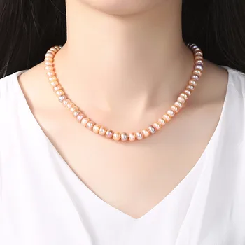CZCITY retro styl 8-9 mm wielokolorowy słodkowodne perły Naszyjnik dla kobiet nowy projekt biżuterii perła naszyjnik prezent