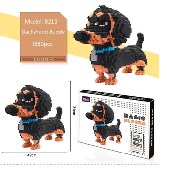 Challenge Connection Blocks Big Size Cute Dachshund Model Brinquedos Pet Dog Kreskówka Budowlane Klocki Dla Dzieci Zabawki Dla Dzieci Prezent