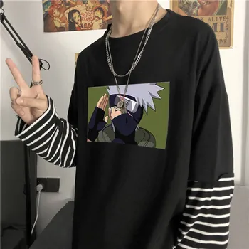 Chłodna wiosna Naruto druku koszulka męska z długim rękawem Harajuku unisex t-shirt japońskie anime meble ubrania 2020 hip-hop t-shirt mężczyźni