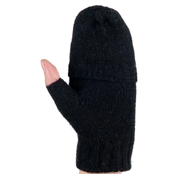 Ciepłe zimowe dzianiny rękawiczki bez palców przejście wełniane rękawiczki z варежками etui