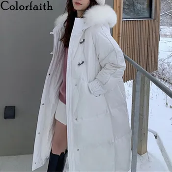 Colorfaith New 2020 Jesień Zima damska długa kurtka kieszenie pikowane biurowe lady fugu parki wysokiej jakości płaszcz z kapturem CO802