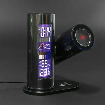Cyfrowy LCD projektor laserowy alarm temperatura wilgotność zegar projektor led zegar pogoda kalendarz wystrój domu